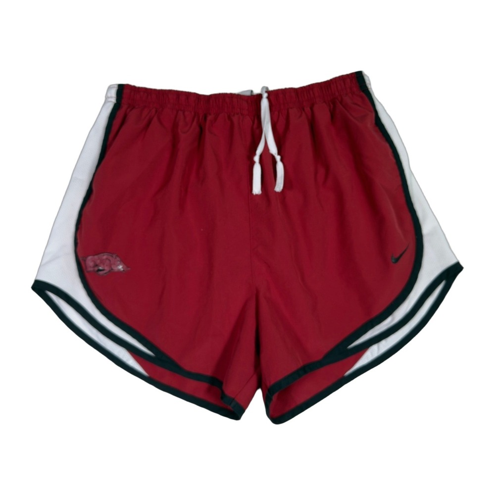 Nike Dri Fit Running Shorts Red White Arkansas Razorbacks Logo Womens Medium